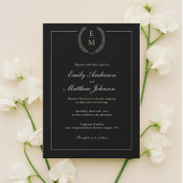 Convites Minimalist Black And Sage Wedding Invitation
