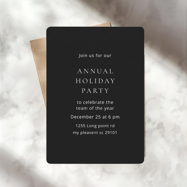Convites Minimalist Black Annual Holiday Party  (Criador carregado)