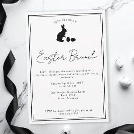 Convites Minimalist Black On White Bunny Easter Brunch