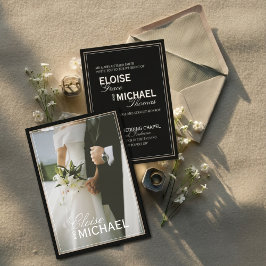 Convites Minimalist Black Tie Formal Photo Wedding
