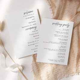 Convites Minimalist Black Tie Wedding Ceremony Program
