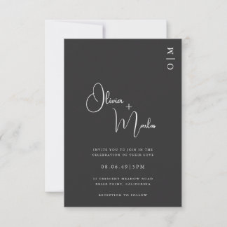 Convites  Minimalist Black Wedding QR code Invitation card