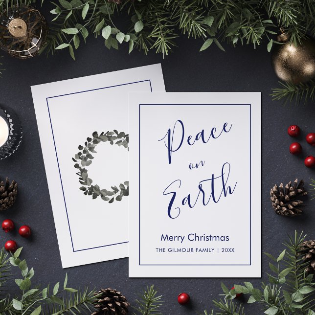 Convites Minimalist|Blue Peace on Earth Christmas Card (Criador carregado)