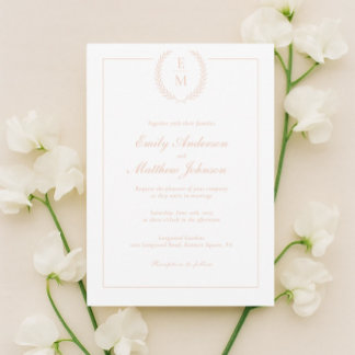 Convites Minimalist Blush Laurel Wedding Invitation