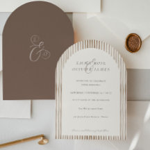 Minimalist Boho Cocoa Brown Stripes Ivory Wedding