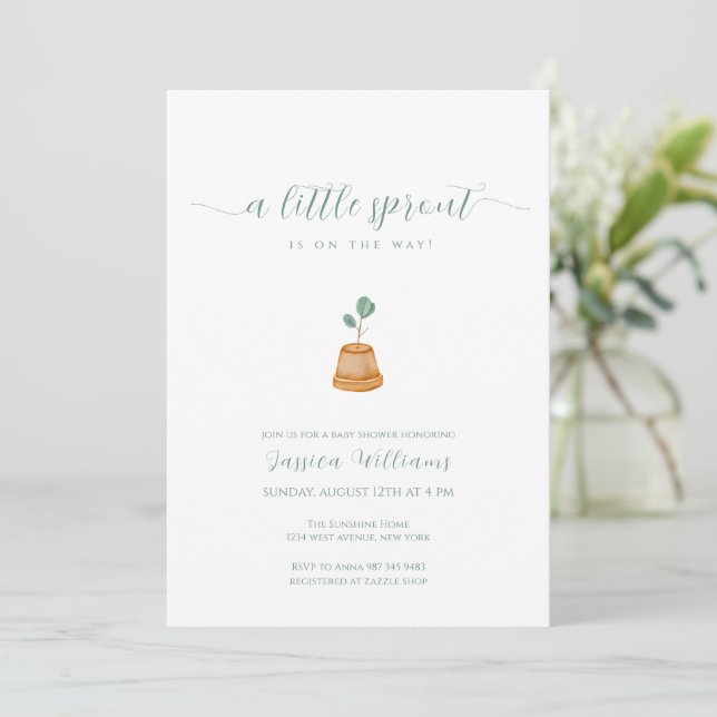 Convites Minimalist Boho Little Sprout Garden Baby Shower (Em pé/Frente)