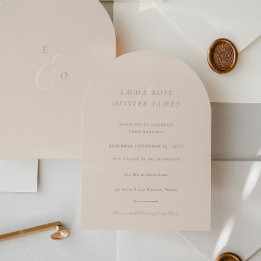 Convites Minimalist Boho Sand Copper Script Wedding