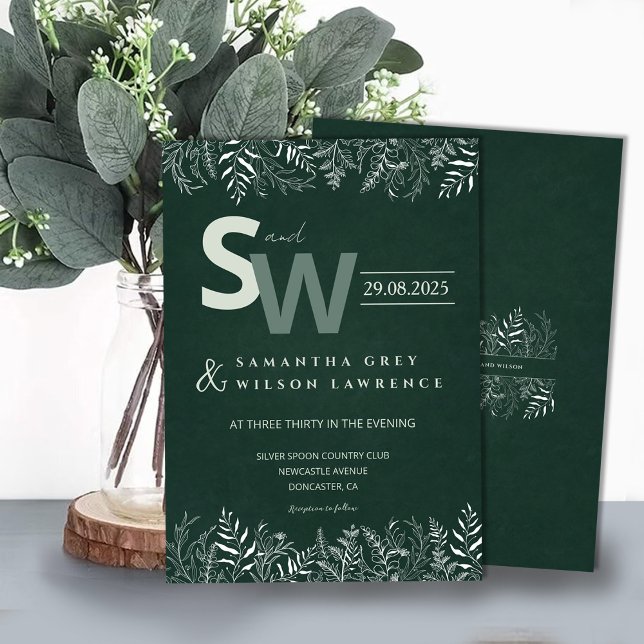 Convites Minimalist Botanical Leafy Wedding Invitation (Criador carregado)