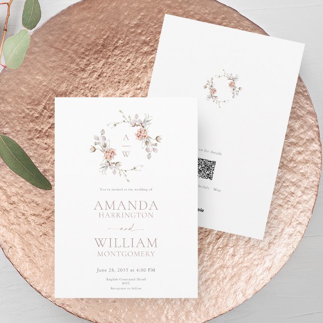 Convites Minimalist Botanical Monogram Invitation (Criador carregado)