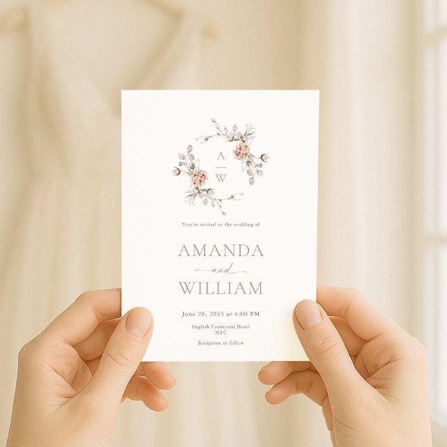 Convites Minimalist Botanical Monogram Invitation (Criador carregado)