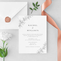 Minimalist Botanical Wedding Elegant Black White 