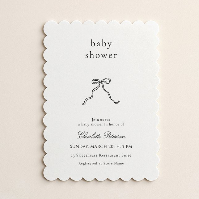 Convites Minimalist Bow Baby Shower Invitation (Criador carregado)