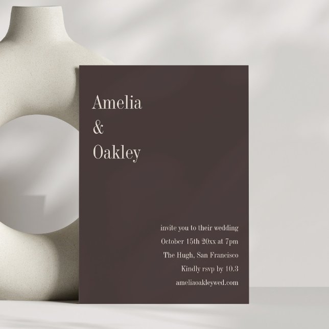 Convites Minimalist Brown Elegant Chic Modern Wedding (Criador carregado)