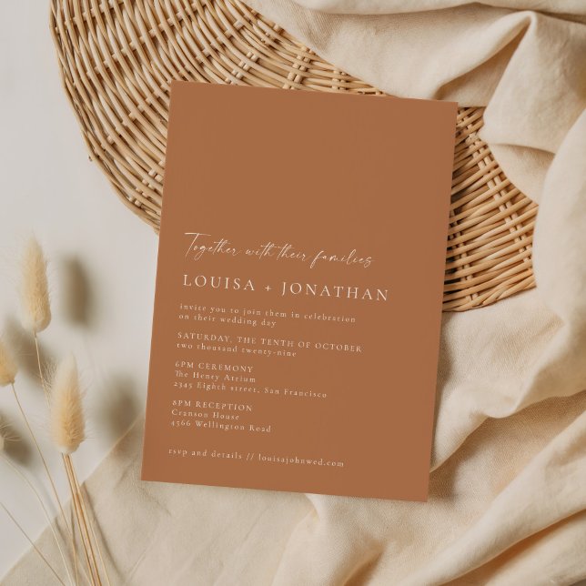 Convites Minimalist Chic Terracotta Script Photo Wedding (Criador carregado)