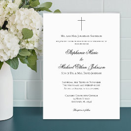 Convites MINIMALIST Christian Cross Formal Church Wedding