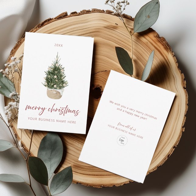 Convites Minimalist Christmas Tree Business Holiday Card (Criador carregado)