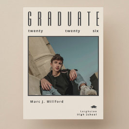 Convites Minimalist class of 2026 Photo Graduation 