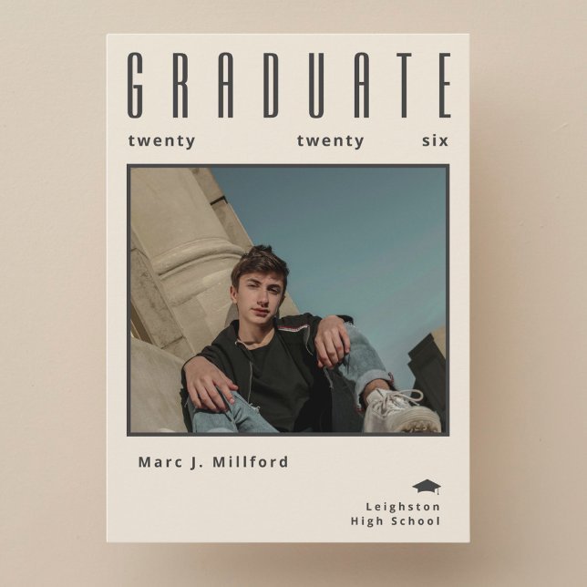 Convites Minimalist class of 2026 Photo Graduation  (Criador carregado)