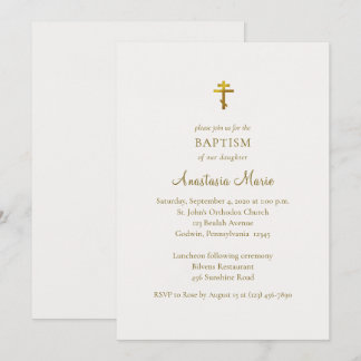 Convites Minimalist Classic Orthodox Christian Baptism