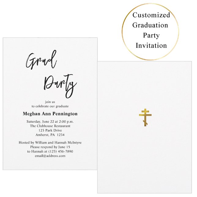 Convites Minimalist Classic Orthodox Graduation Party (Criador carregado)