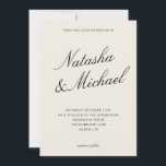 Convites Minimalist Classy Black and Ivory Wedding<br><div class="desc">Create your own custom wedding invitations in a minimalist elegant style. Add your personalized details of your wedding day in modern typography with names in classic script design.</div>