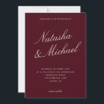 Convites Minimalist Classy Burgundy Wedding<br><div class="desc">Create your own custom wedding invitations in a minimalist elegant style. Add your personalized details of your wedding day in modern typography with names in classic script design.</div>