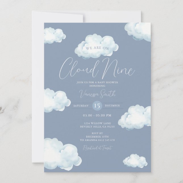 Convites Minimalist Cloud Nine Baby Shower Party (Frente)