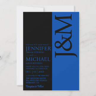 Convites Minimalist Cobalt Blue QR Code on Back Wedding