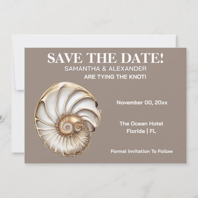 Convites Minimalist Conch Shell Save The Date Card (Frente)