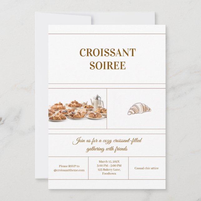 Convites Minimalist Croissant Invitation (Frente)