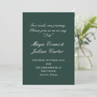 Convites Minimalist Deep Emerald & Warm White Wedding