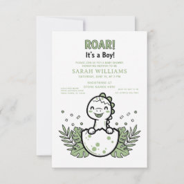 Convites minimalist Dinosaur Baby Shower party boy Roar