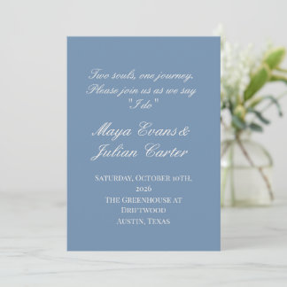 Convites Minimalist Dusty Blue & Warm White Wedding