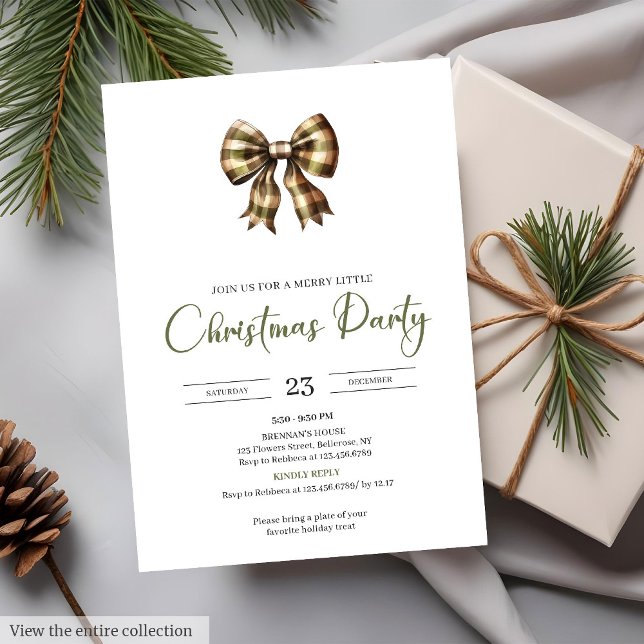 Convites Minimalist Earthy Red Green Rustic Christmas Party (Minimalist Earthy Red Green Rustic Christmas Party

)