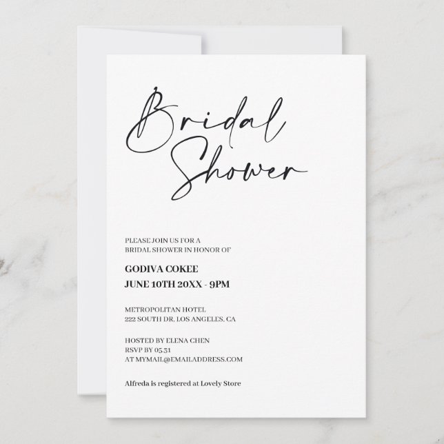 Convites Minimalist Elegant Bridal Shower Invitation (Frente)