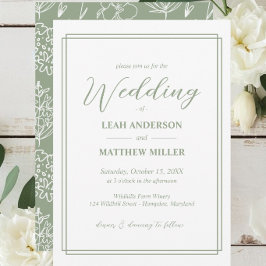 Convites Minimalist Elegant Floral Wedding Invitation
