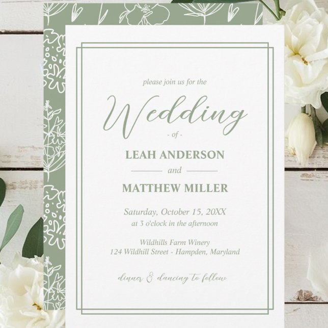 Convites Minimalist Elegant Floral Wedding Invitation (Minimalist Elegant Floral Wedding Invitation)