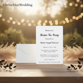 Convites Minimalist Elegant Typography Bridal Tea Party