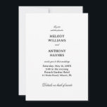 Convites Minimalist Elegant Wedding Design<br><div class="desc">A timeless minimalist wedding design featuring a clean white layout and elegant typography. The delicate script combined with modern serif text creates a refined and romantic aesthetic, perfect for formal, modern, or classic wedding themes. This stylish layout highlights the couple’s names and event details in a sophisticated way, making it...</div>