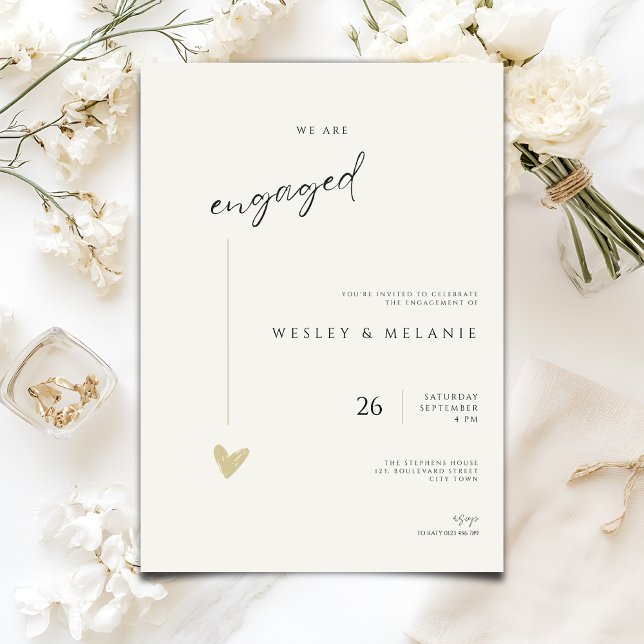 Convites Minimalist Engagement Party Invitation (Criador carregado)