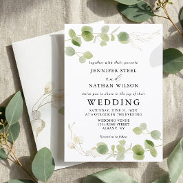 Convites Minimalist Eucalyptus Green Foliage Classy Wedding
