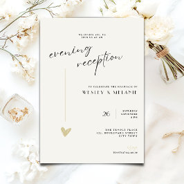 Convites Minimalist Evening Reception Wedding Gold Black