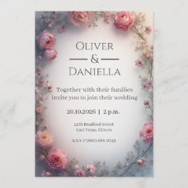 Convites Minimalist Floral Christian Wedding Invitation