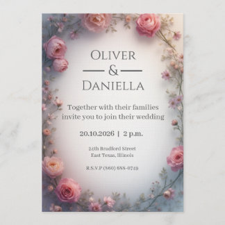 Convites Minimalist Floral Christian Wedding Invitation