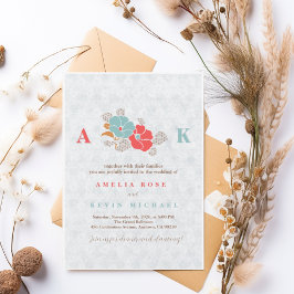 Convites Minimalist Floral Monogram