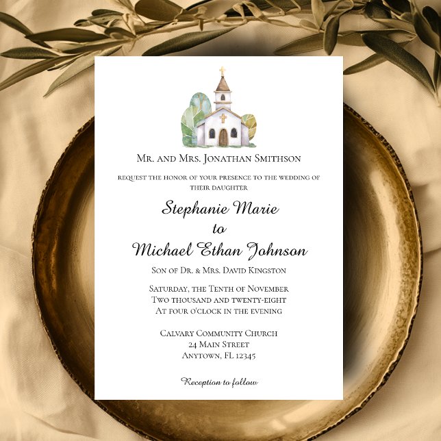 Convites MINIMALIST Formal Church Wedding Invitations (MINIMALIST Formal Church Wedding Invitations)