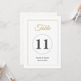 Convites Minimalist Gold Border Wedding Table Number Card