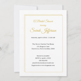 Convites Minimalist Gold Frame Floral Bridal Shower