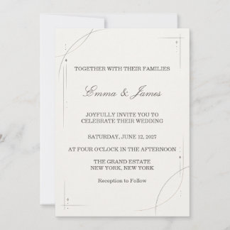 Convites Minimalist Gold Line Wedding Invitation