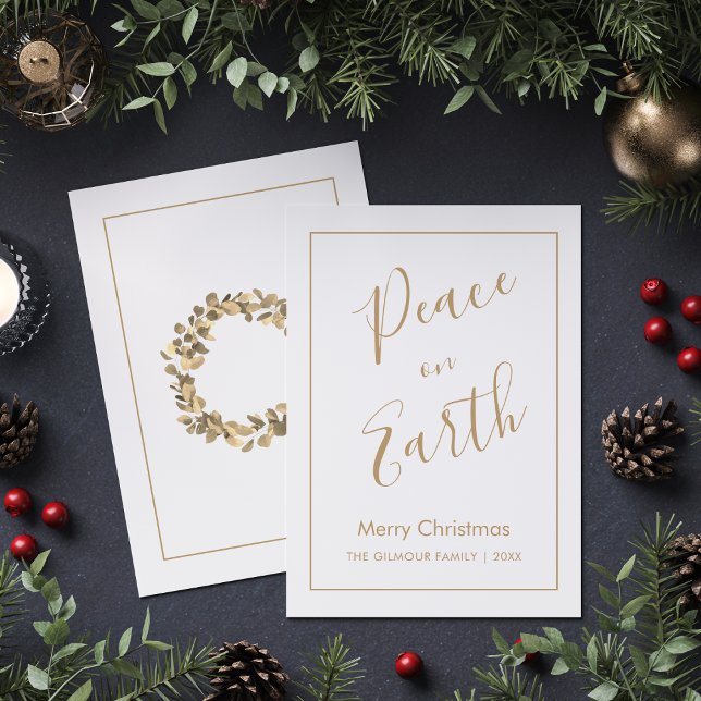 Convites Minimalist|Gold Peace on Earth Christmas Card (Criador carregado)